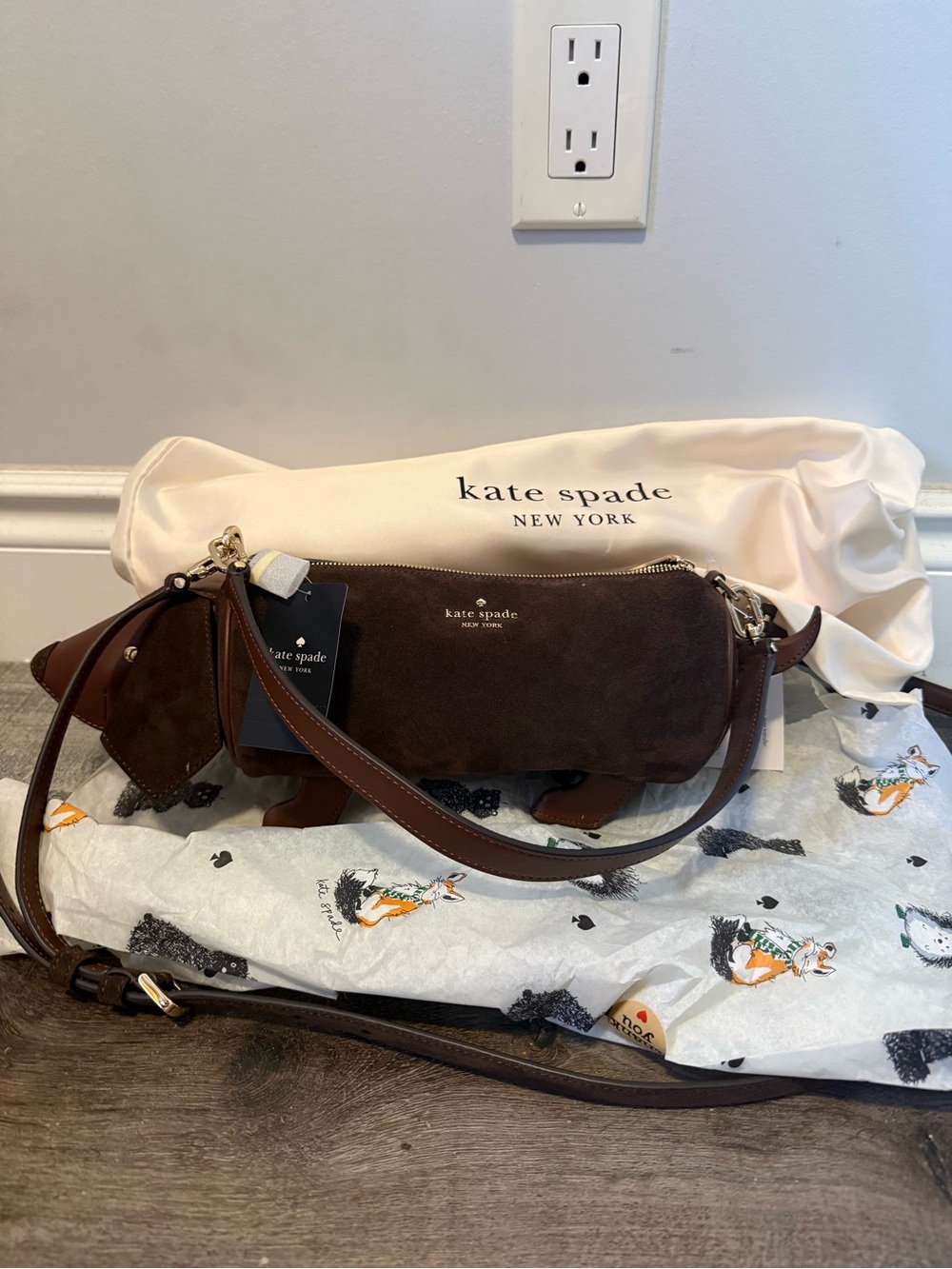 kate spade New York Brown Suede Charlie Daschund